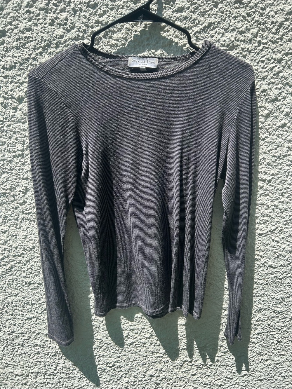 Michael Stars Black and White Narrow Stripe Ribbed Top